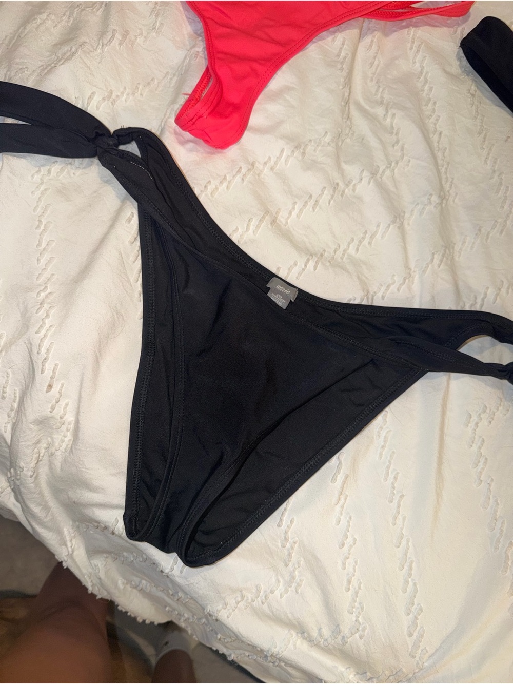 aerie Black Tie-Side Bikini Bottom